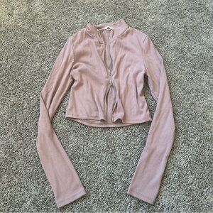 Timing Mauve Zip-Up Crop Top